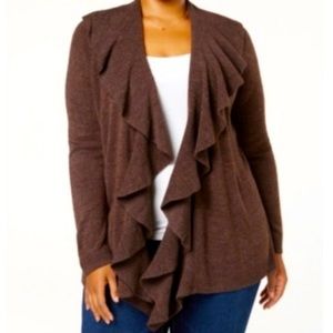 🍂Brown Waterfall/Ruffle Sweater